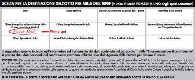 8x1000 alla Chiesa Valdese